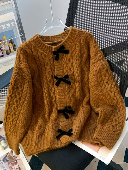 Eloise | Bow Front  Knit Cardigan