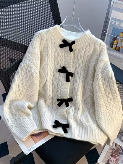 Eloise | Bow Front  Knit Cardigan