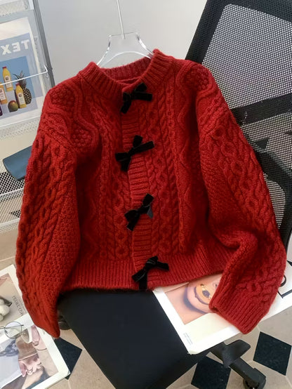 Eloise | Bow Front  Knit Cardigan