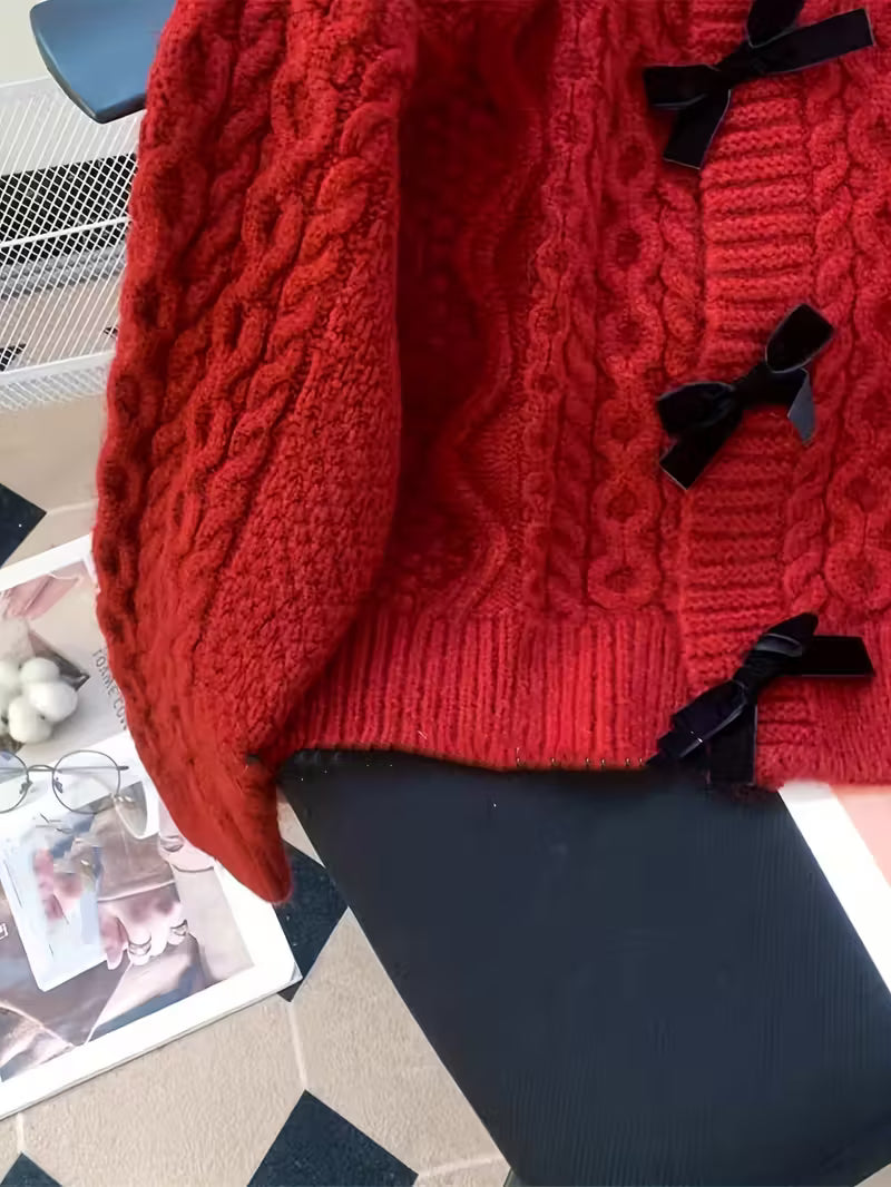 Eloise | Bow Front  Knit Cardigan