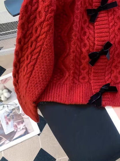 Eloise | Bow Front  Knit Cardigan