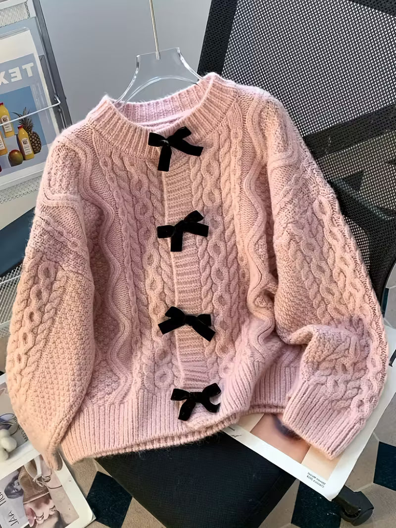 Eloise | Bow Front  Knit Cardigan