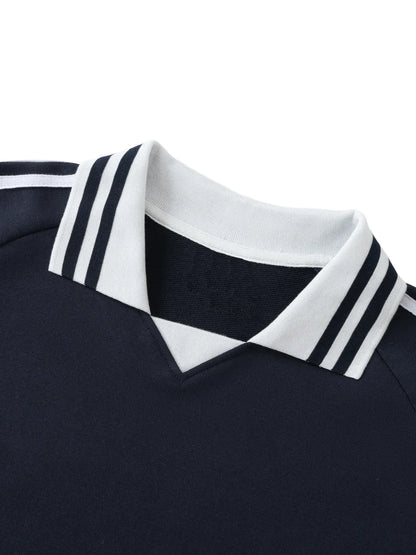 Oxford Stripe Lapel Sweatshirt