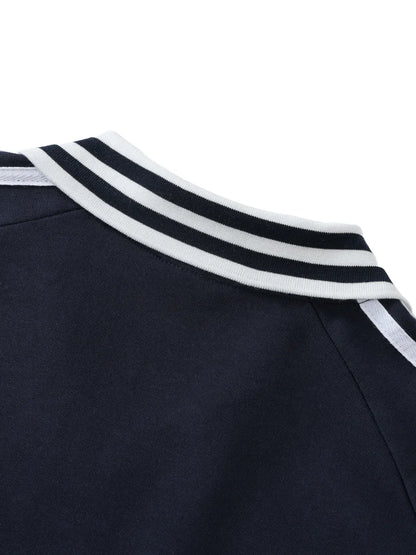 Oxford Stripe Lapel Sweatshirt