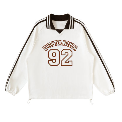 Oxford Stripe Lapel Sweatshirt